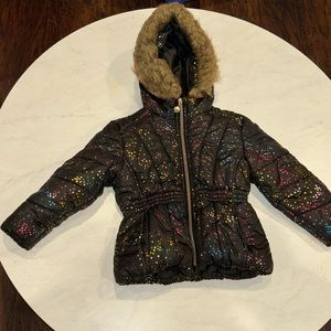 Hooded Puffy Jacket multicolored polka dot 3T